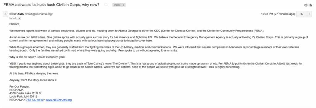 letter fema civillian corps